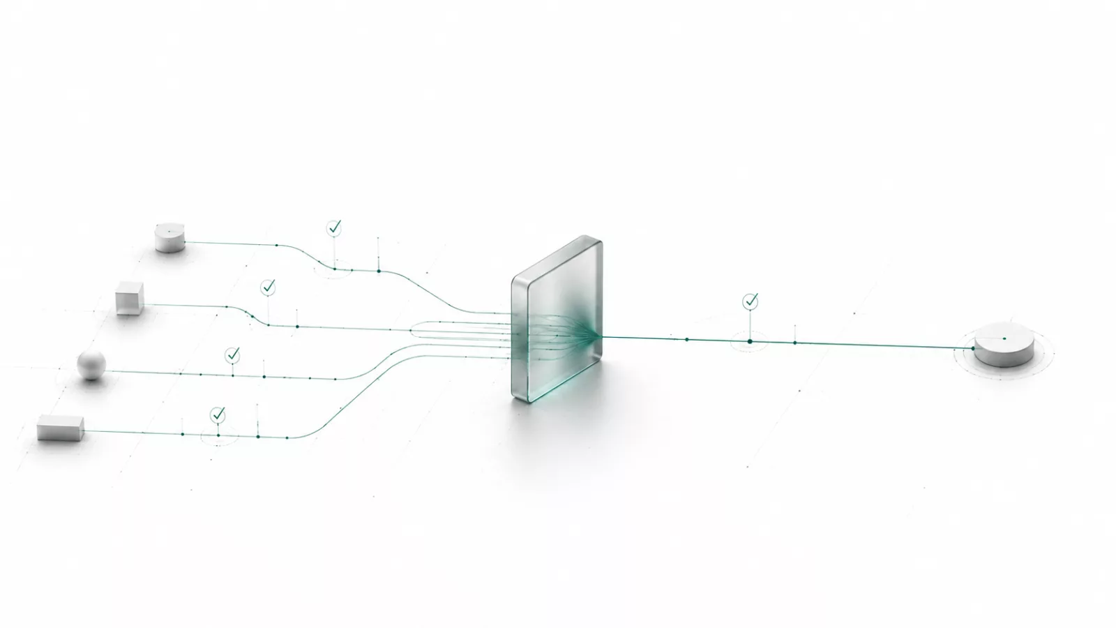 Several verification sources flowing through the Hakiki verification layer and resolving into a single trusted result